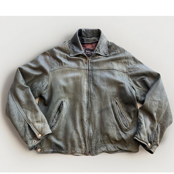 Wilsons Leather Other - vintage 90s Y2K Wilsons olive green distressed bomber leather jacket * Flaws